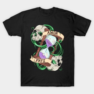 Amor fati graphic design, skulls and hourglass T-Shirt